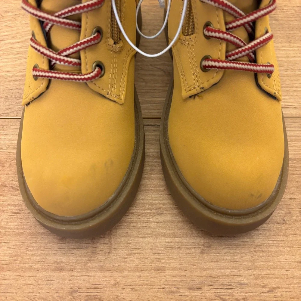 STEVE MADDEN JJumble Combat Boots Tan Kids Size 11 Side Zip Lace Up Low Heel‎